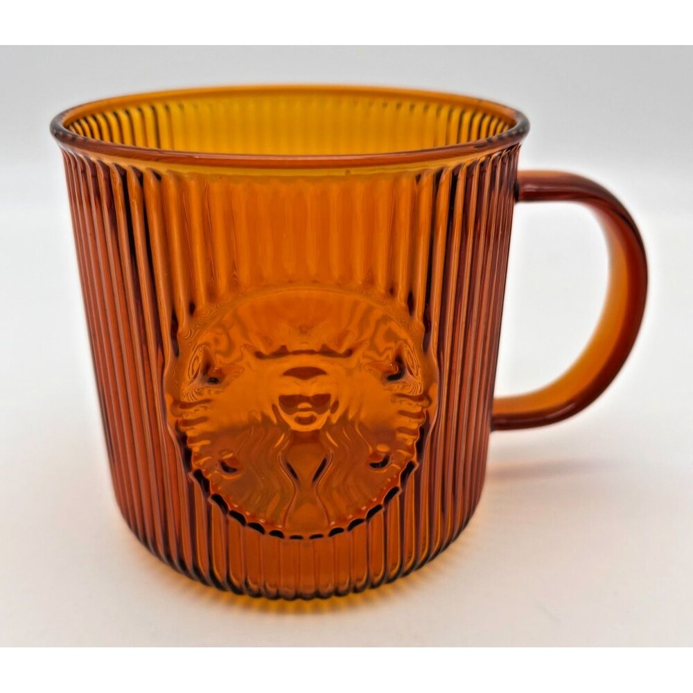 Starbucks Amber Glass Mug Cup 2025 Holiday Limited Edition 14oz